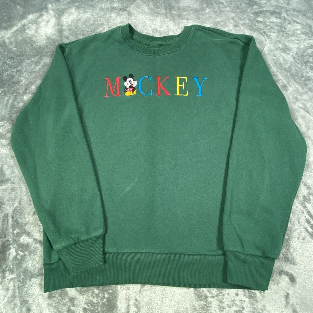 Hollister x Disney Mickey Mouse Pullover Sweatshirt Sweater Small Green Fleece - Picture 2 of 11